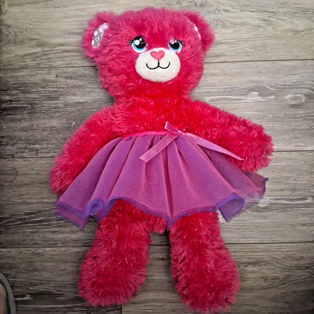BABW Build-A-Bear Barbie Hot Pink Bear & Tutu 16" 2018‎ EUC